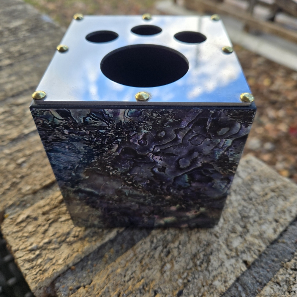 Elegant Black and Purple Pen Holder